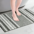 thumbnail image 2 of Unique Bargains Striped Bathroom Rugs Soft Absorbent Fluffy Chenille Bath Mat Rug Non Slip Grey 20" x 32", 2 of 6