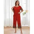 thumbnail image 4 of Ekouaer Women's Two Piece Lounge Set Short Sleeve Shirt and Capri Pants Mumu Pajama with Pockets Loungewear Pjs Sets, 4 of 7
