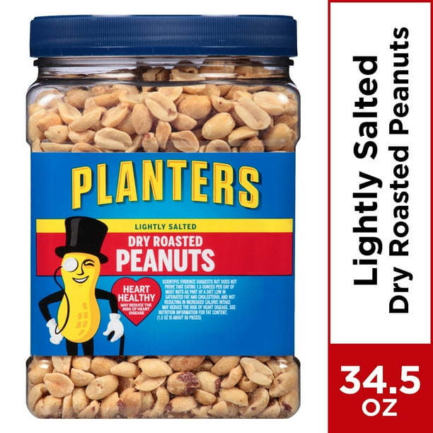 Planters Lightly Salted Dry Roasted Peanuts, 34.5 oz Jar