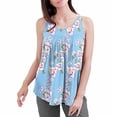 thumbnail image 1 of Women's Summer Tops Crew Neck Tank Top T Shirt Pleated Short Sleeve Tunic Tops Flare Blouse, 1 of 5