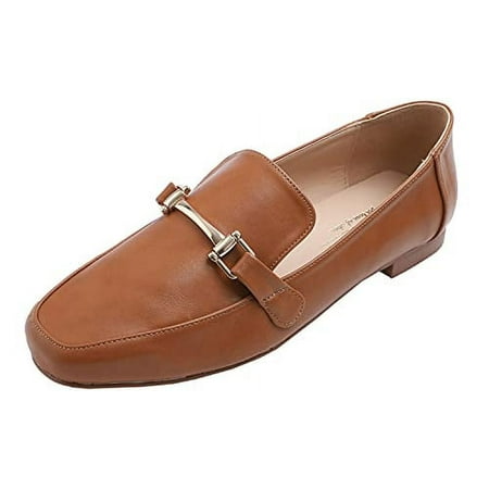 

Feversole Women s Fashion Trim Deco Loafer Slippers Camel Plain Size 8 M US