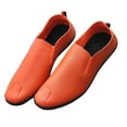 thumbnail image 4 of Avrnliq Mens Slip On Loafers Casual Shoes, Lightweight Comfort Fit & Non-Slip, Synthetic Faux Leather in Vibrant Orange,Size 40, 4 of 9