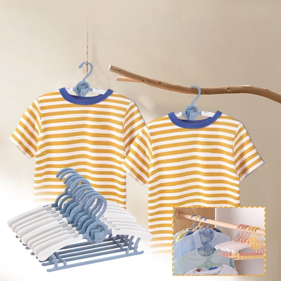 Kids Hangers Adjustable Non-Slip, 10 Pack Childrens Hangers Extendable with Buckles for Pants, Toddler Clothes Hangers for Nursery, Space Saving Hangers for Baby and Kids Clothes