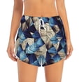 thumbnail image 4 of Lsque Abstract Blue Squares Printed Women's Running Shorts with Liner Pockets,Elastic Quick Dry Workout Athletic Gym Yoga Shorts,Womens High Waist Shorts-Large, 4 of 9