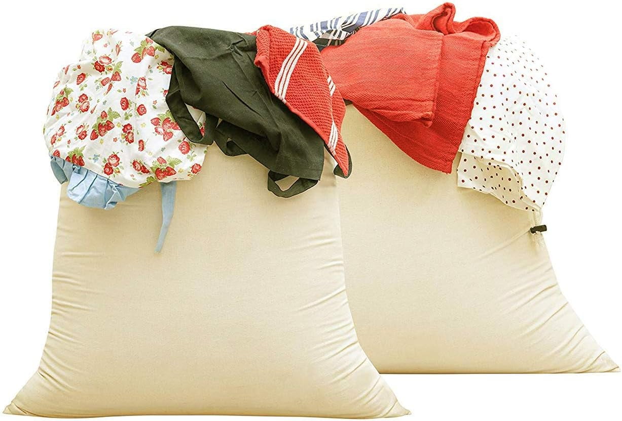 4-Pack Drawstring Dust Covers Large 100% Cotton Cloth Storage Pouch 26" x 20" String Bag for Handbags Laundry Purses Shoes