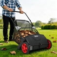 thumbnail image 3 of Push Lawn Sweeper, 21" Leaf & Grass Collector, Heavy Duty Thickened Steel Manual Leaf Sweeper with Large Capacity 3.5 cu. ft Mesh Collection Hopper Bag & 2 Spinning Brushes, 3 of 7