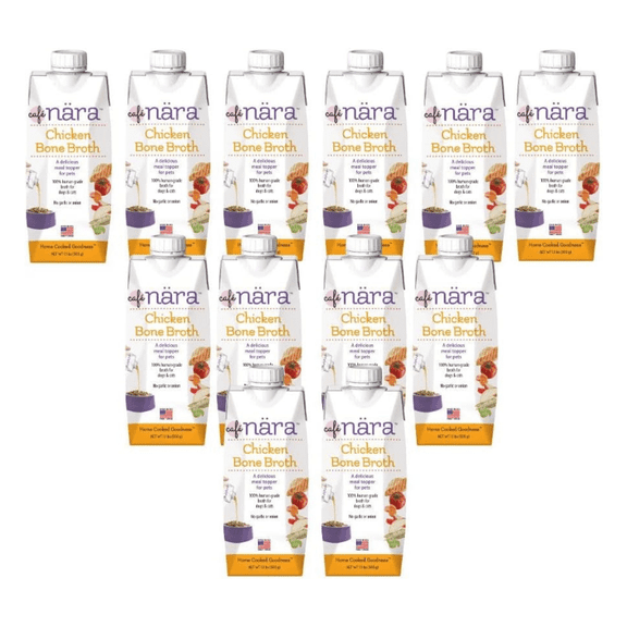 Café Nara Grain-Free Chicken Broth Wet Food Topper for Dogs & Cats - 100% Natural, Healthy Hydration - 1.1 lbs (Pack of 12)