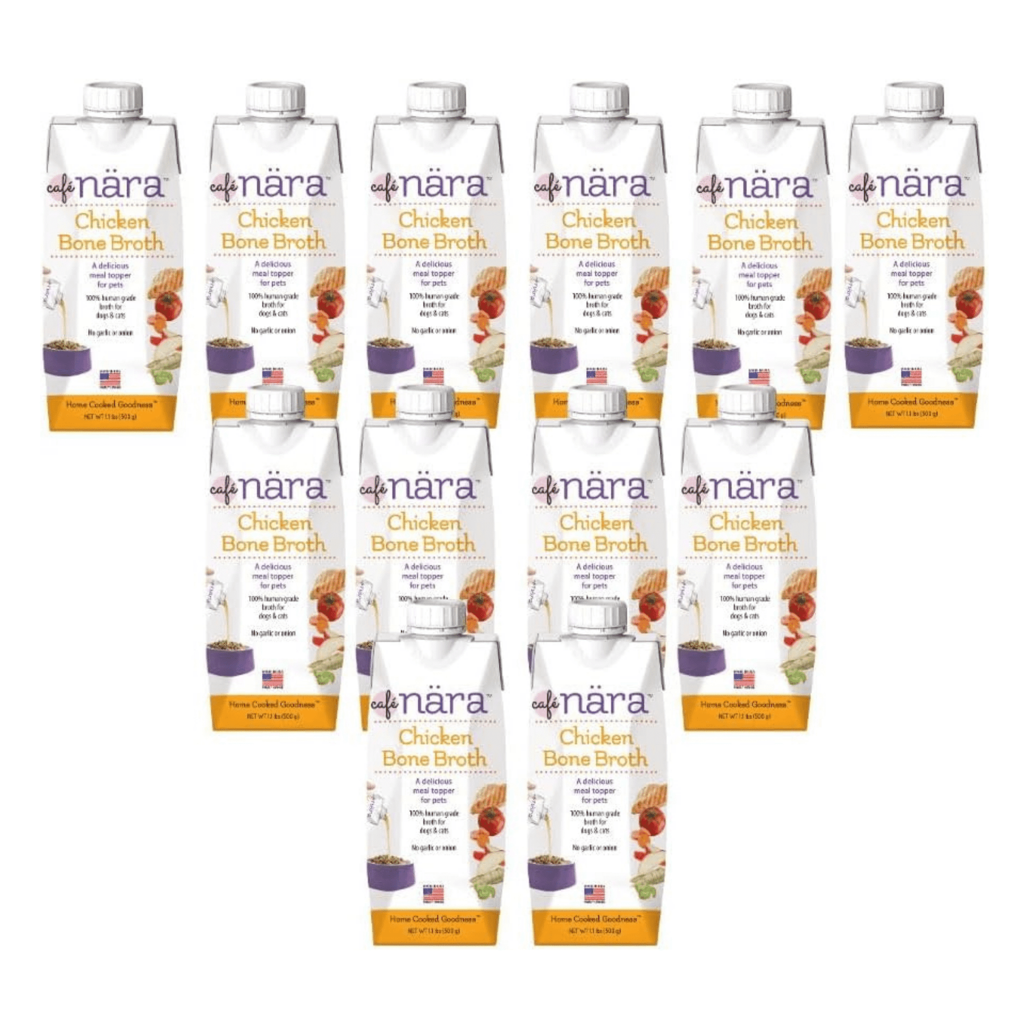 Café Nara Grain-Free Chicken Broth Wet Food Topper for Dogs & Cats - 100% Natural, Healthy Hydration - 1.1 lbs (Pack of 12)