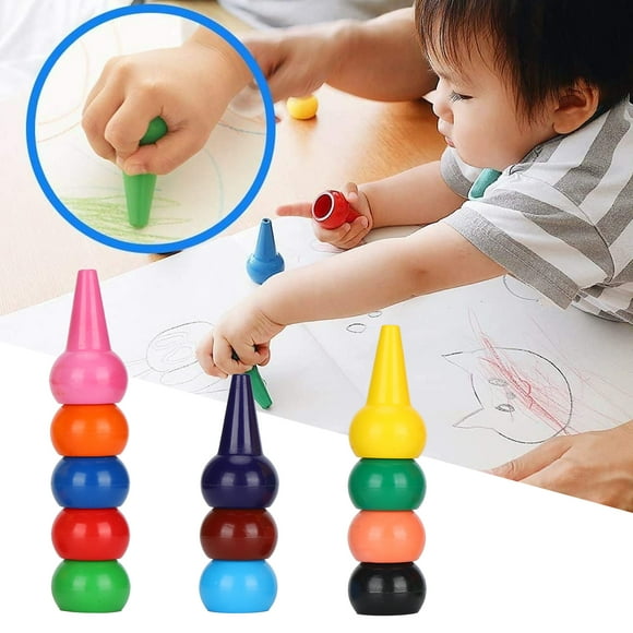 Garosa Finger Paint Crayons,Finger Paint Crayons Paraffin 12 Colors 3D Palm‑Grip Non‑Toxic Stackable Sticks For Children,Paint Crayons