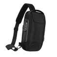 thumbnail image 4 of Bolso de pecho para hombre, mochila para moto impermeable, bolso de mano informal con puerto de carga USB. Negro, 4 of 9