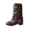 thumbnail image 2 of Viluyesy Mid Calf Boots for Women Fashion Block Heel Round Toe Faux Leather Slouchy Casual Comfortable Shoes Brown Size 6, 2 of 7