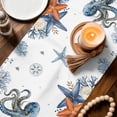 thumbnail image 3 of Octopus Coastal Table Runner 72 Inches, Summer Beach Coral Starfish Ocean Bed Runner Dresser Scarves Tabletop for Indoor Outdoor Parties/Ceremony/Banquet, 14" x 72", 3 of 9