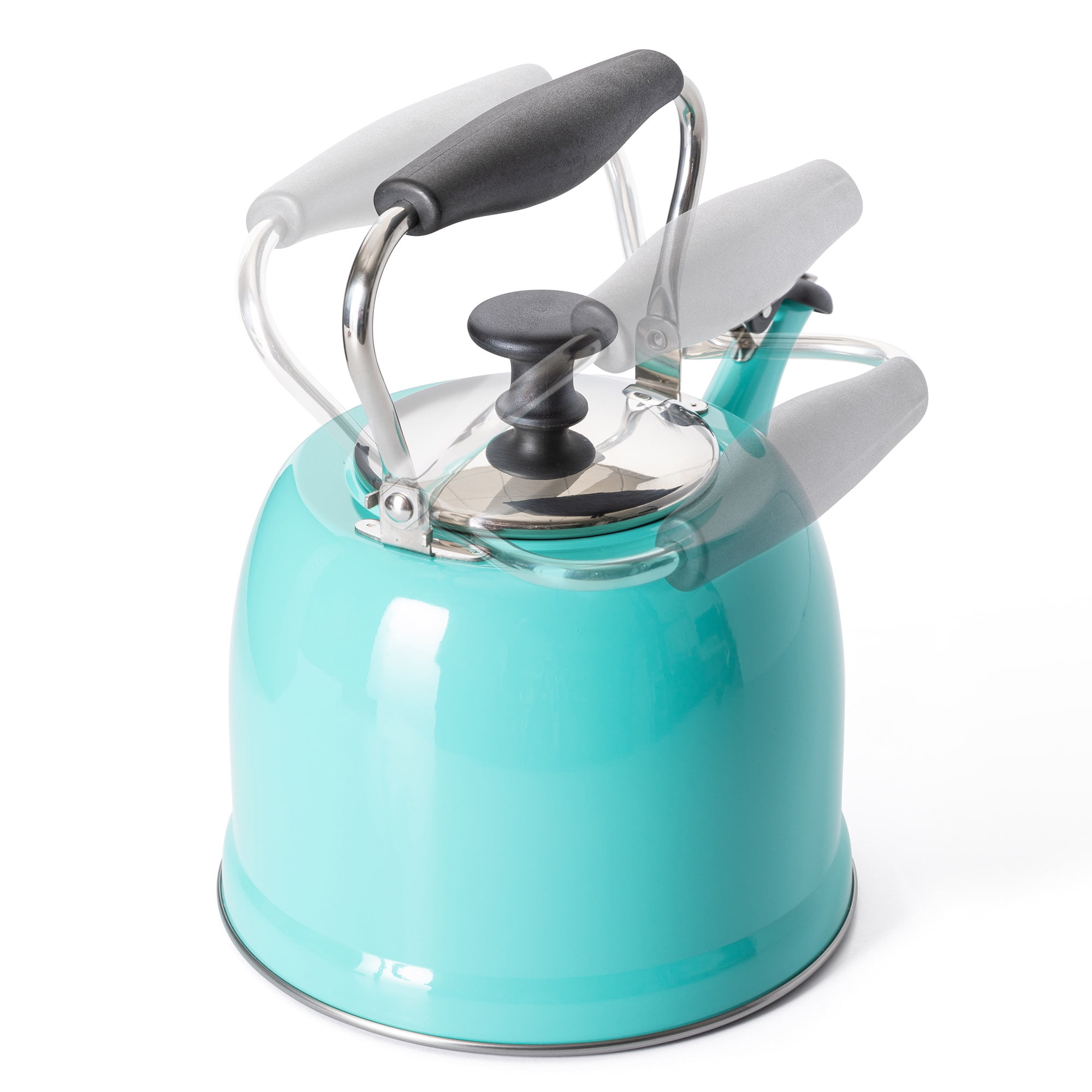 Martha Stewart Everyday Lily Pond 2.2-Quart Stainless Steel Teal Tea Kettle with Lid