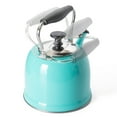 thumbnail image 5 of Martha Stewart Everyday Lily Pond 2.2-Quart Stainless Steel Teal Tea Kettle with Lid, 5 of 11