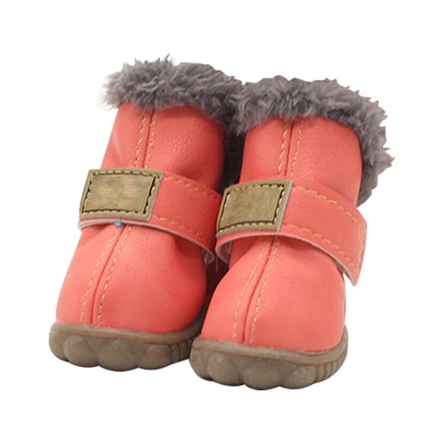 Methold 4pcs zapatos para mascotas botas de nieve impermeables cuero de la PU calzado de invierno para mascotas Ropa para mascotas rosa albaricoque Tipo 2 Methold PT000057-17B