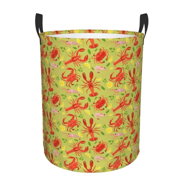 Fotbe Crab Lobster Cesto de Ropa con Asas, Cesto Impermeable de Gran Capacidad, Bolsa de Lavado para Dormitorio, Cesto de Ropa con Ruedas y Asas-Medium