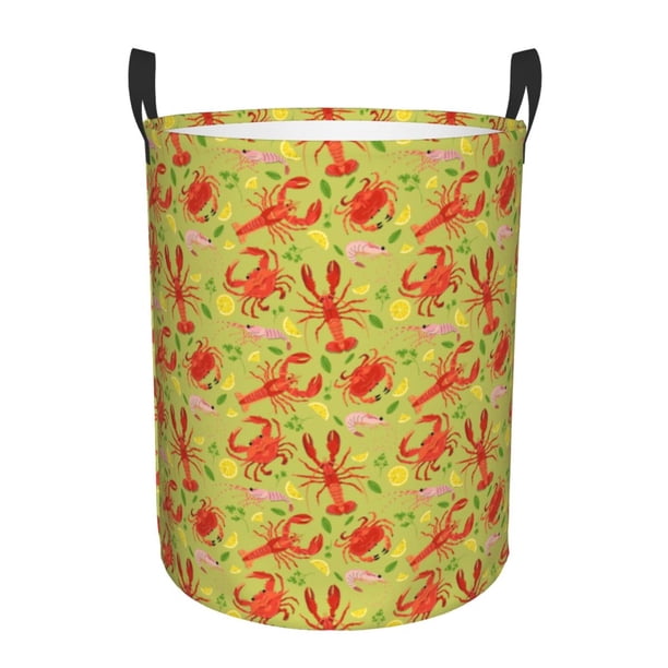 Fotbe Crab Lobster Cesto de Ropa con Asas, Cesto Impermeable de Gran Capacidad, Bolsa de Lavado para Dormitorio, Cesto de Ropa con Ruedas y Asas-Medium
