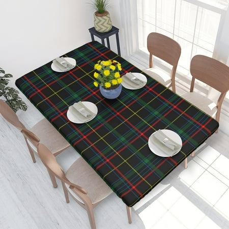 

Home Deluxe Tablecloth Plaid Background Waterproof Elastic Rim Edged Table Cover- For Christmas Parties And Picnics 4ft