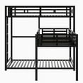 thumbnail image 3 of Twin Over Twin Over Twin Metal Triple Bed, L-Shaped Metal 3 Beds Frame with Ladder and Full-Length Guardrails, Twin Loft Bunk Bed for Boys Girls Bedroom, Black, 3 of 7