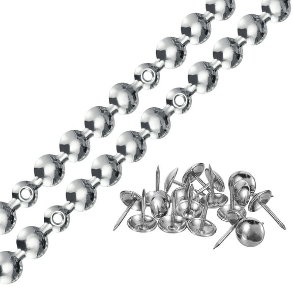 Uxcell 2Pack 1Meter Glossy Upholstery Tacks Strips Trim Sofa Decorative Nails, Silver