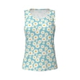thumbnail image 4 of Xecao Daisy Floral A print women's scoop neck, loose-fit workout tank tops for the gym., 4 of 9