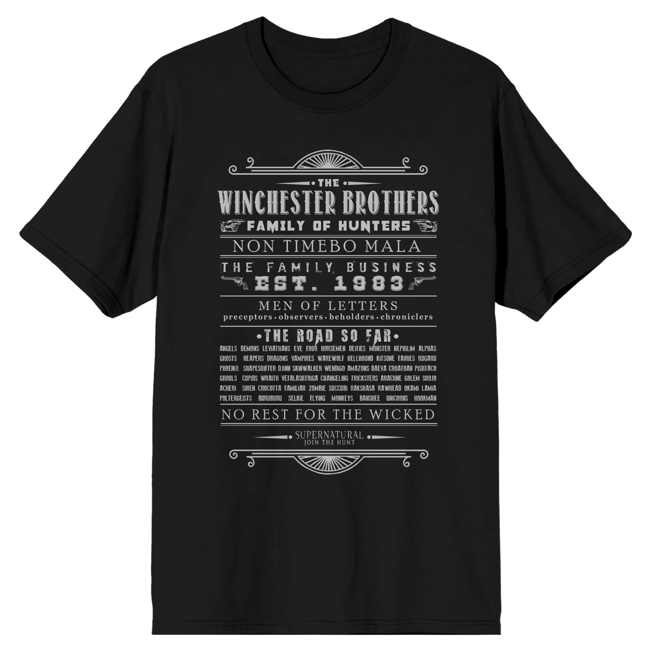 Supernatural Hunters Arsenal Men's Black T-shirt-4XL - Walmart.com