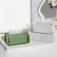 thumbnail image 3 of Transparent Vertical Stripe Tissue Box Holder Tissue Box Set, Living Room Bedroom Bathroom Household Tissue Box (White,M), 3 of 5