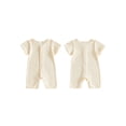 thumbnail image 2 of BemeyourBBs Newborn Baby Girl Summer Clothes Knit One Piece Romper Outfits Infant Crew Neck Short Sleeve Snap Button Knit Jumpsuit, 2 of 9