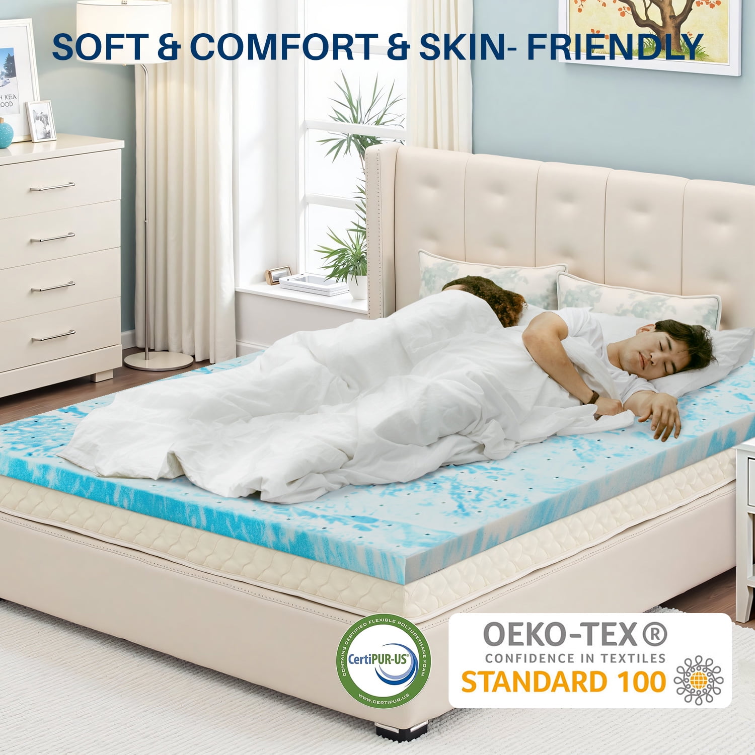 3 inch Full Gel Infused Mattress Topper, Memory Foam Mattress Topper