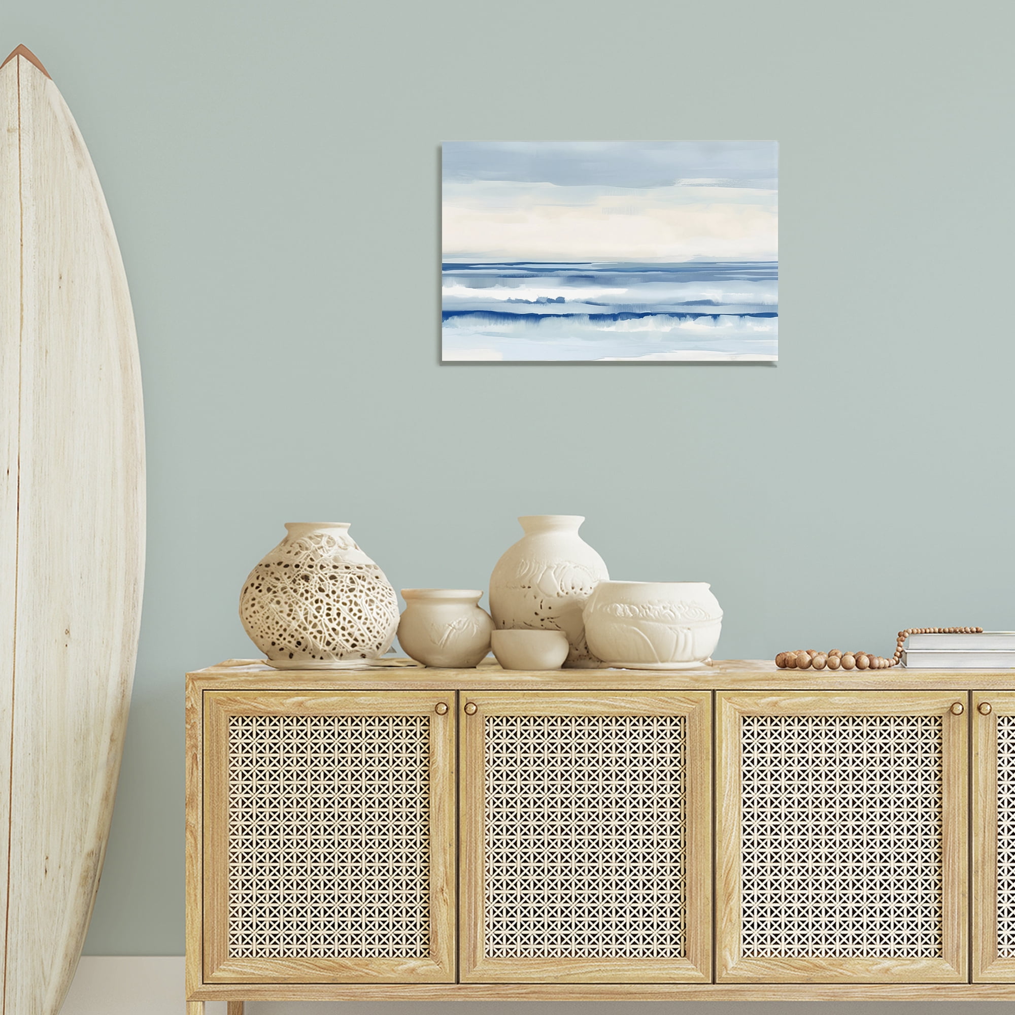 Stupell Industries Abstract Layered Beach Waves Abstract Painting Wrapped Canvas Art Print Wall Art, 24 x 16