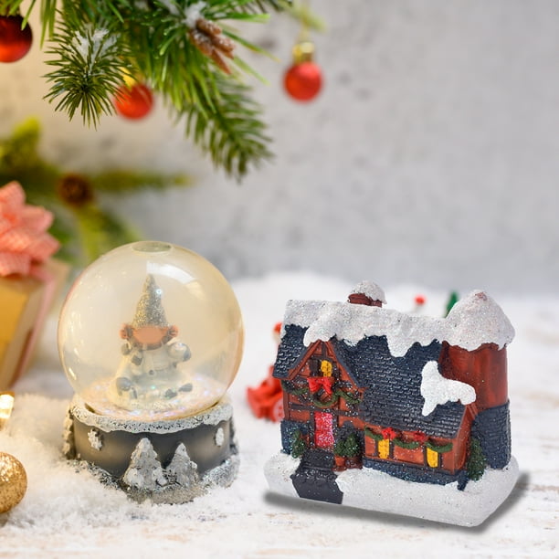 Fiudx Ofertas relámpago del día Adornos navideños luminosos para decoración de casas pequeñas de resina navideña Adornos navideños de micro resina para casas pequeñas