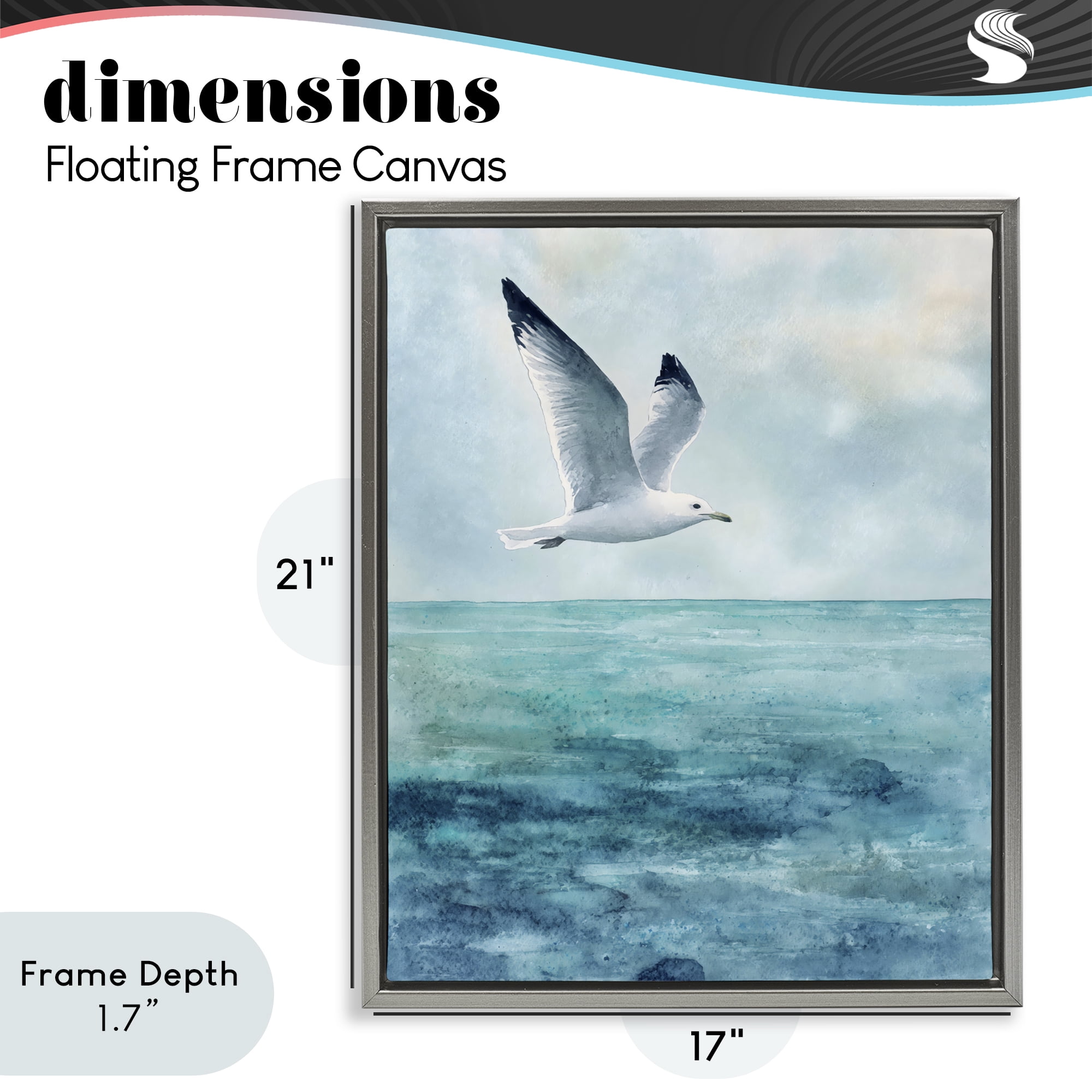 Stupell Industries Seagull With Black Tips Gray Framed Floater Canvas Wall Art, design by Franklyn Gregory