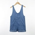 thumbnail image 6 of FAOWME Girls Denim Overall Shorts Kids Summer Adjustable Straps Jumpsuit Onesies Jeans Shortalls Blue 6-7 Years, 6 of 7