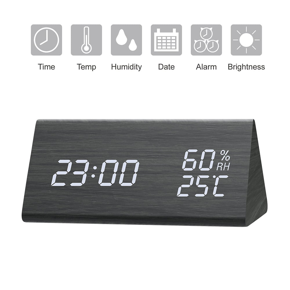 Wooden Block Digital Clock Fashion Multifunction Electronic Alarm Clocks~ 