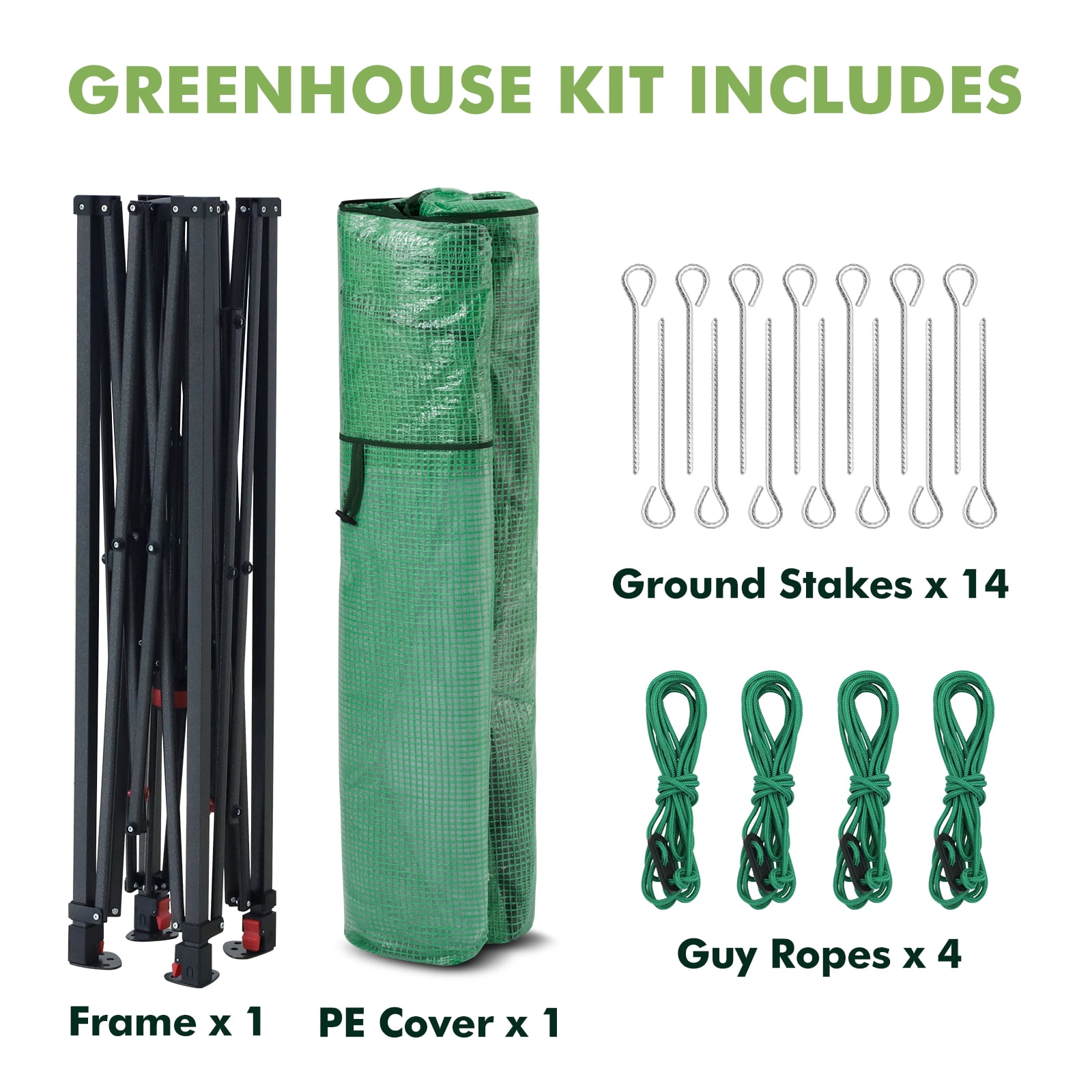 EAGLE PEAK 6x6 FT Portable Walk-in Greenhouse, Pop up Outdoor Green House with Power Access Openings, Green