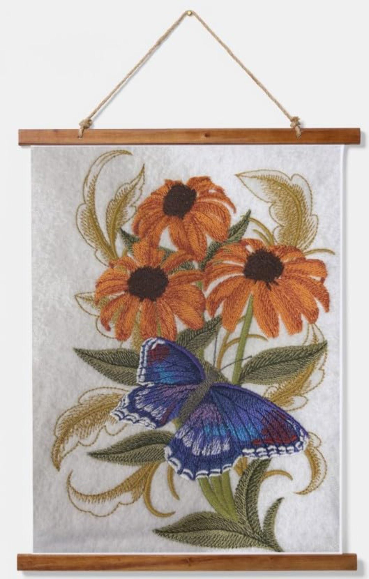 Beyondvision Custom Red Spotted Butterfly and Cone Flowers Embroidered Iron on/Sew Patch (5.53" x 7.78")