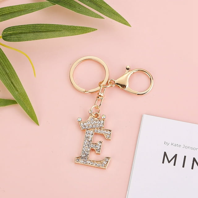 Stylish Metal Alphabet Letter Keychain Fashion Jewelry Accessory for Bags and Personal Items with Exquisite Encrusted Detailing