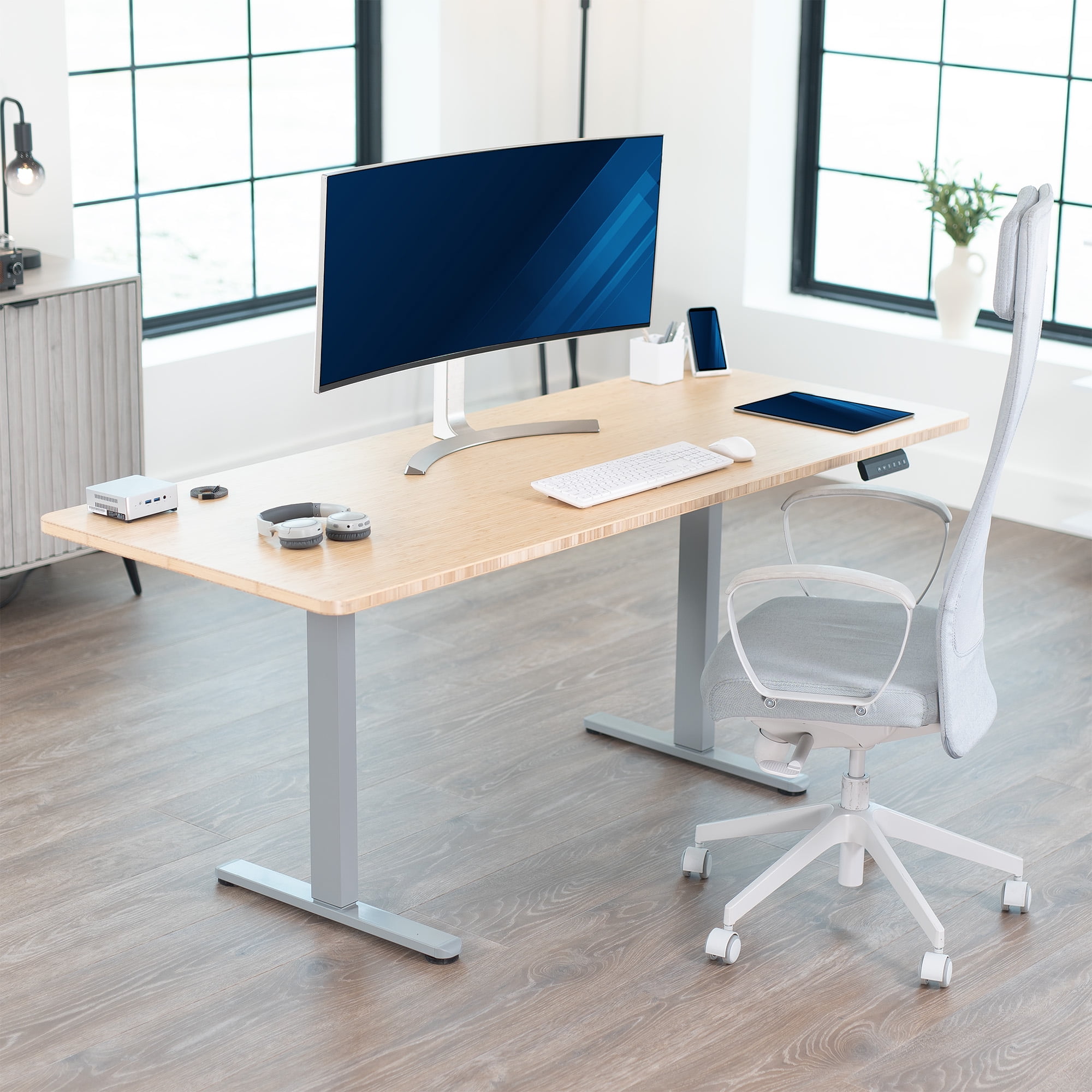 VIVO Gray Electric Dual Motor Standing Desk Frame, Height Adjustable Legs