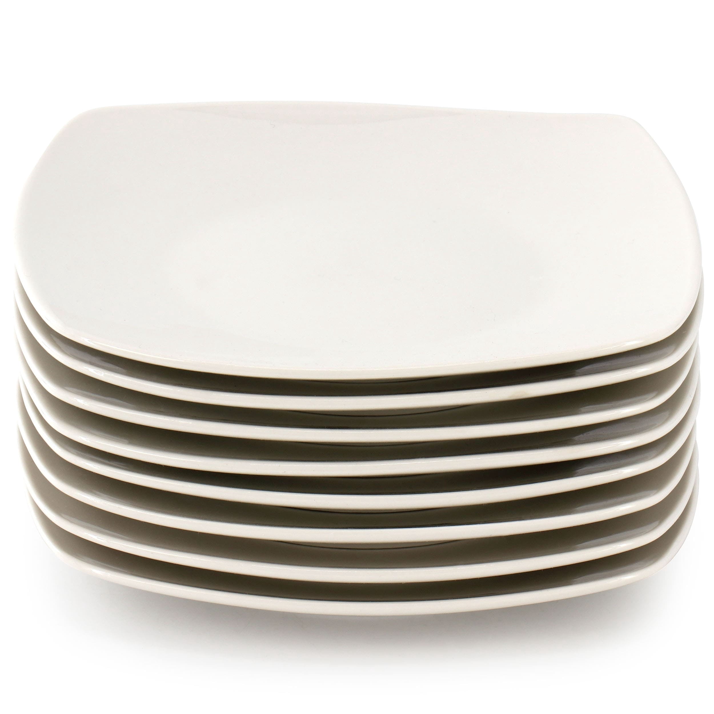 Gibson Home Zen Buffetware 8 Piece 7in Stoneware Dessert Plate Set in White
