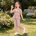 thumbnail image 4 of ITSAME Toddler Girls Outfit Set Crewneck Ruffle Top and Pants 2-Piece Summer Loose Casual Clothes Pink Size 3-4, 4 of 8