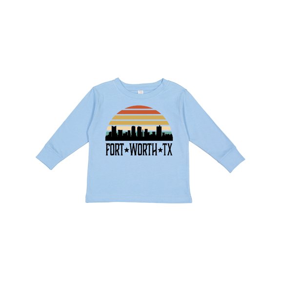 Inktastic Fort Worth Texas Skyline Retro Boys or Girls Long Sleeve Toddler T-Shirt