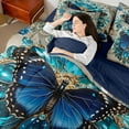 thumbnail image 4 of Manfei Blue Butterfly Print 7-Piece Bedding Sets King Size, Dreamy Victorian Diamond Comforter Sets with Sheets, Vintage Damask Bedding Accessories, Super Cozy Bedroom Decoration, 4 of 8