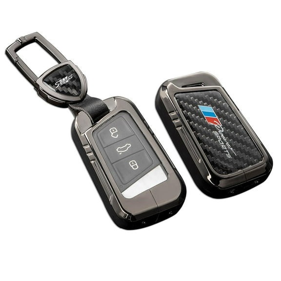 for Volkswagen Key Fob Cover with Keychain,Real Carbon Fiber Zinc Alloy Protection Key Case for VW Tiguan Atlas Jetta Passat Golf Alltrack Arteon Taos Smart Remote Holder Key shell Accessories
