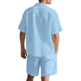 thumbnail image 3 of Ohufall Mens Gym Sport Short Sets Outfits 2 Piece Summer Tracksuit Sets Fashion Casual Short Sleeve Botton Down Lapel Shirt and Shorts with Pockets, 3 of 7