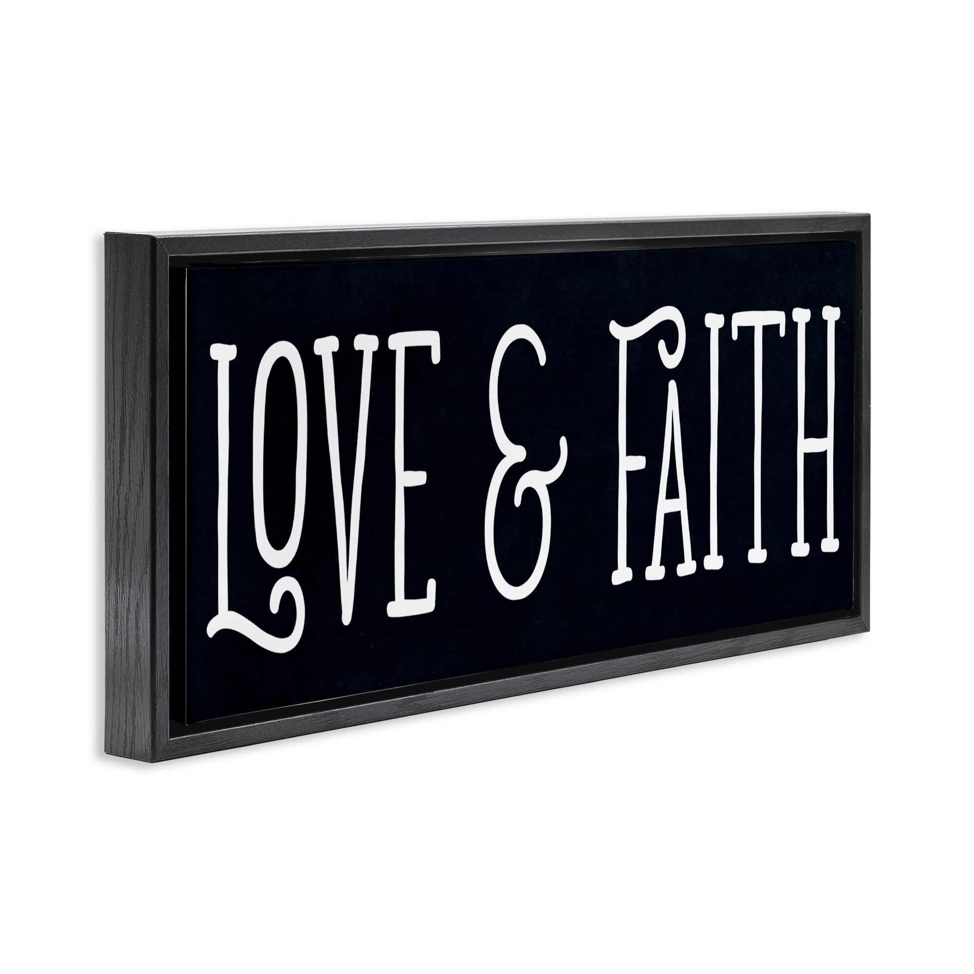 Stupell Industries Love & Faith on Black Black Framed Floater Canvas Wall Art, design by SD Graphics Studio