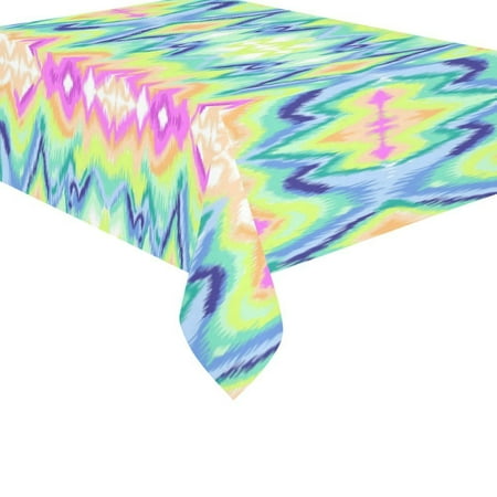 Mypop Indian Art Tie Dye Chevron Pattern Cotton Linen Tablecloth