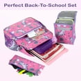 thumbnail image 2 of 6 in 1 Females Backpack with Matching Lunch Bag, Pencil Case, Keychain & Accessories in Unicorns & Butterflies, 2 of 5