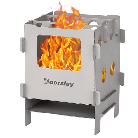 Portable Foldable Ti Wood Burning Stove Pocket Stove Outdoor Camping Cooking Picnic Backpacking Stove