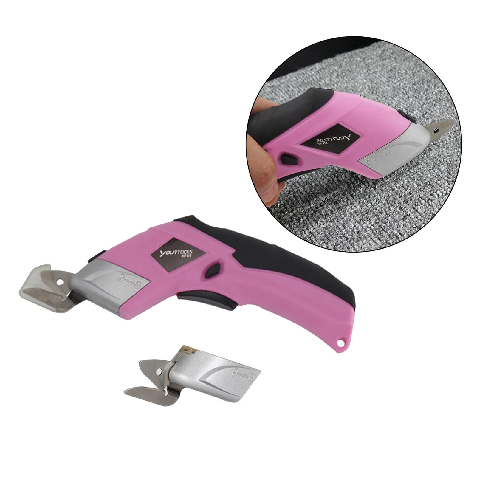 GUOOL Electric Scissors Fabric Cutter - Rechargeable Shears Scissors Cutting Tool with 2 Cutting for Cutting Leather Carpet Cardboard - Pink