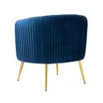thumbnail image 4 of Velvet Accent Barrel Chair, Modern Upholstered Armchair Lounge Chair, Vanity Chair Reading Chair with Tufted Back and Golden Legs, for Living Room Bedroom Reading Room, Easy Assembly, Blue, 4 of 6